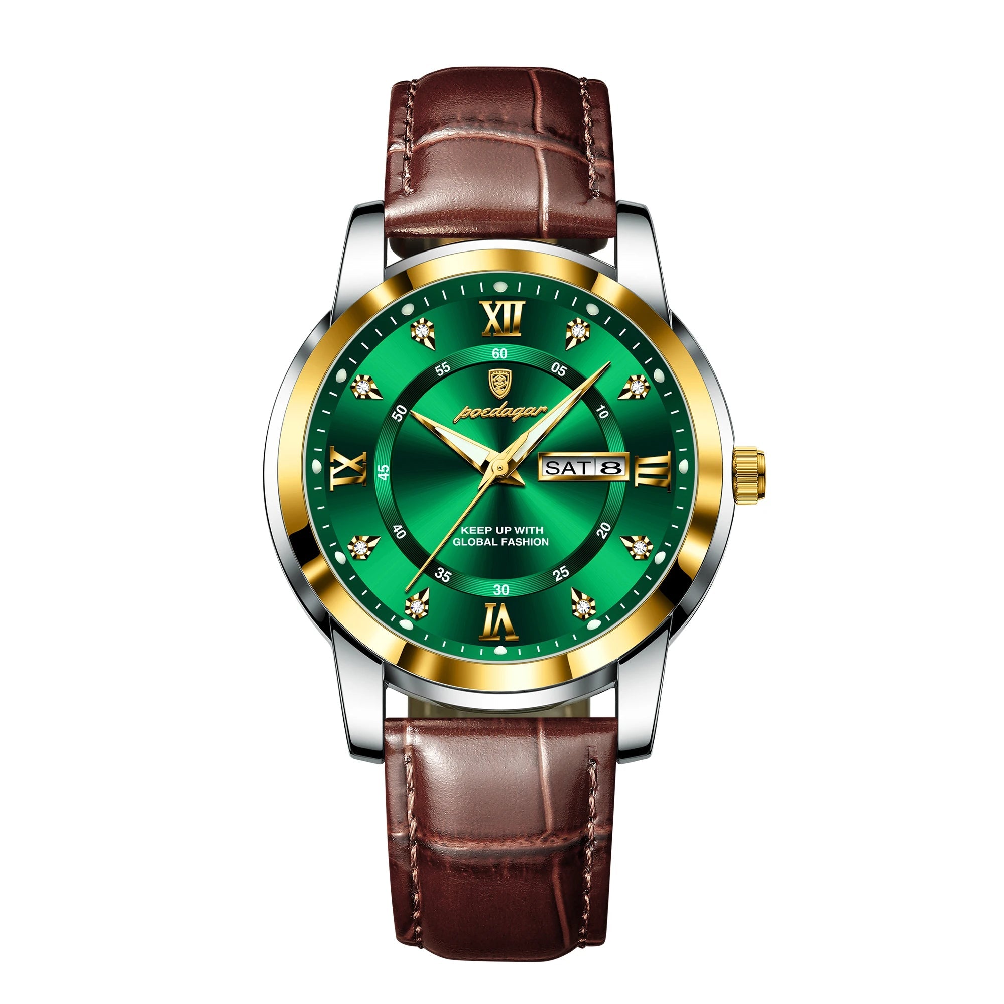 Męski elegancki zegarek z brązowym paskiem