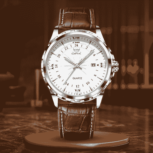 Wielofunkcyjny zegarek z chronografem skórzany