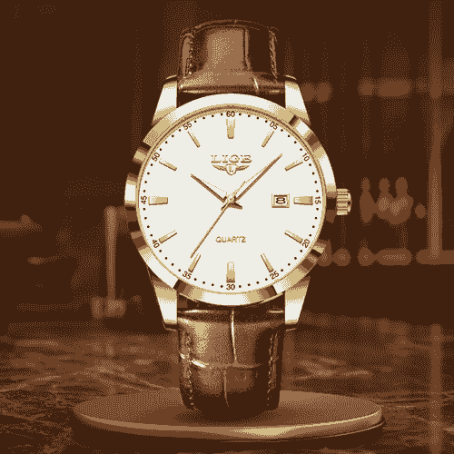 Skórzany zegarek męski z brązowym paskiem