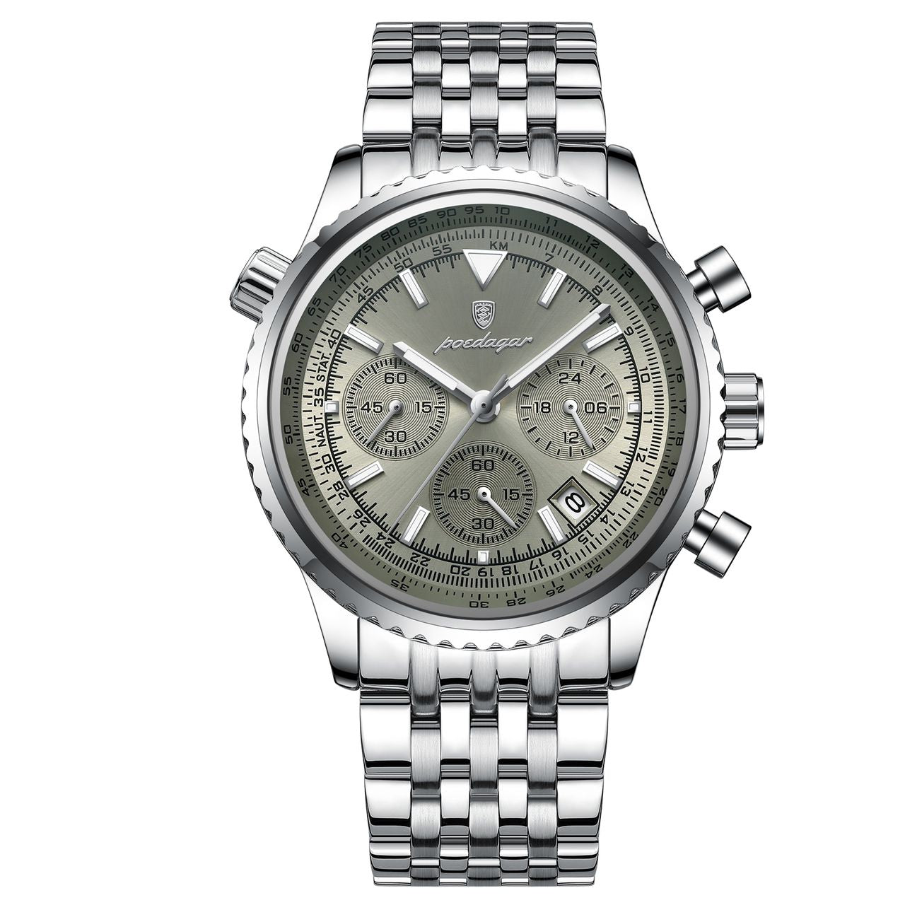 Efektowny męski zegarek srebrny