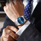 Wygodny zegarek męski srebrna bransoleta