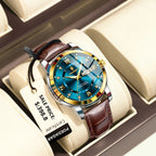 Męski elegancki zegarek z brązowym paskiem