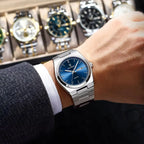 Wygodny zegarek męski srebrna bransoleta