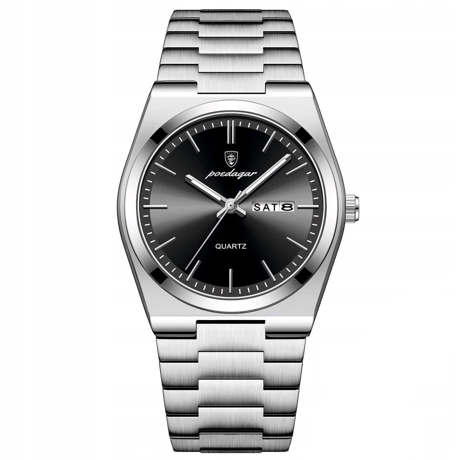Wygodny zegarek męski srebrna bransoleta