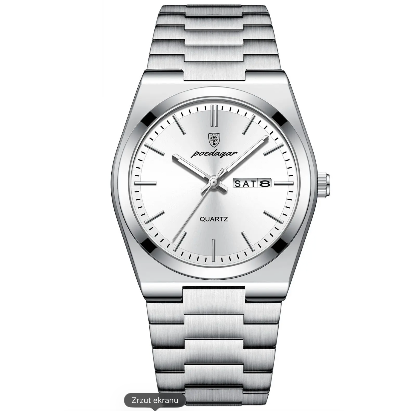 Wygodny zegarek męski srebrna bransoleta
