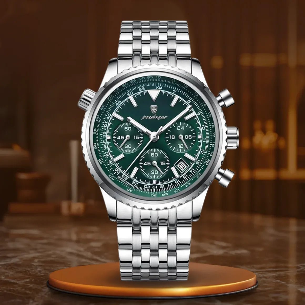 Efektowny męski zegarek srebrny - calixus