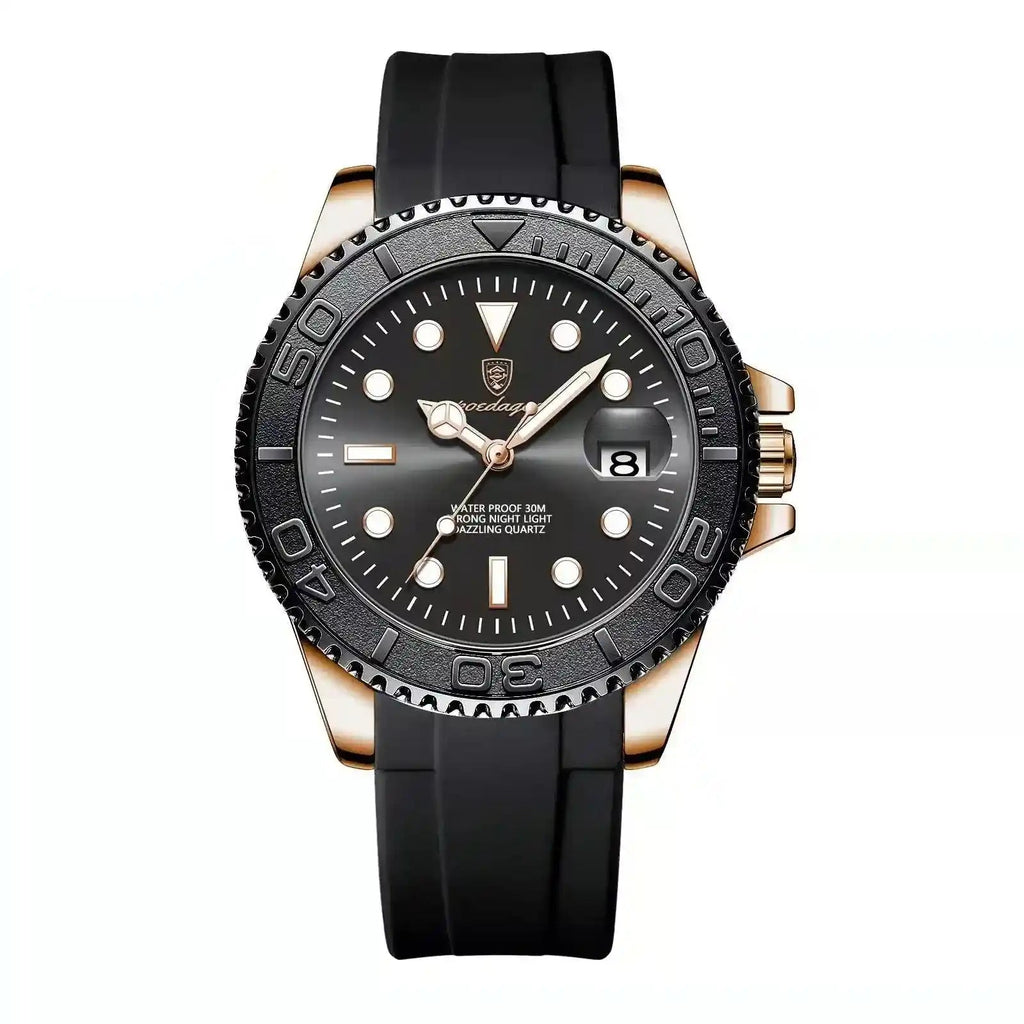 Elegancki zegarek męski kwarcowy czarny - calixus