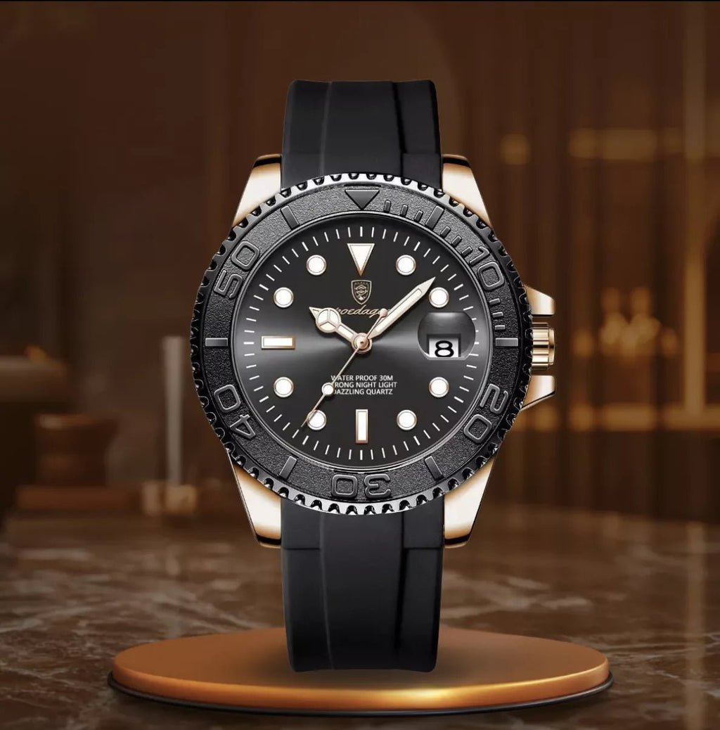 Elegancki zegarek męski kwarcowy czarny - calixus