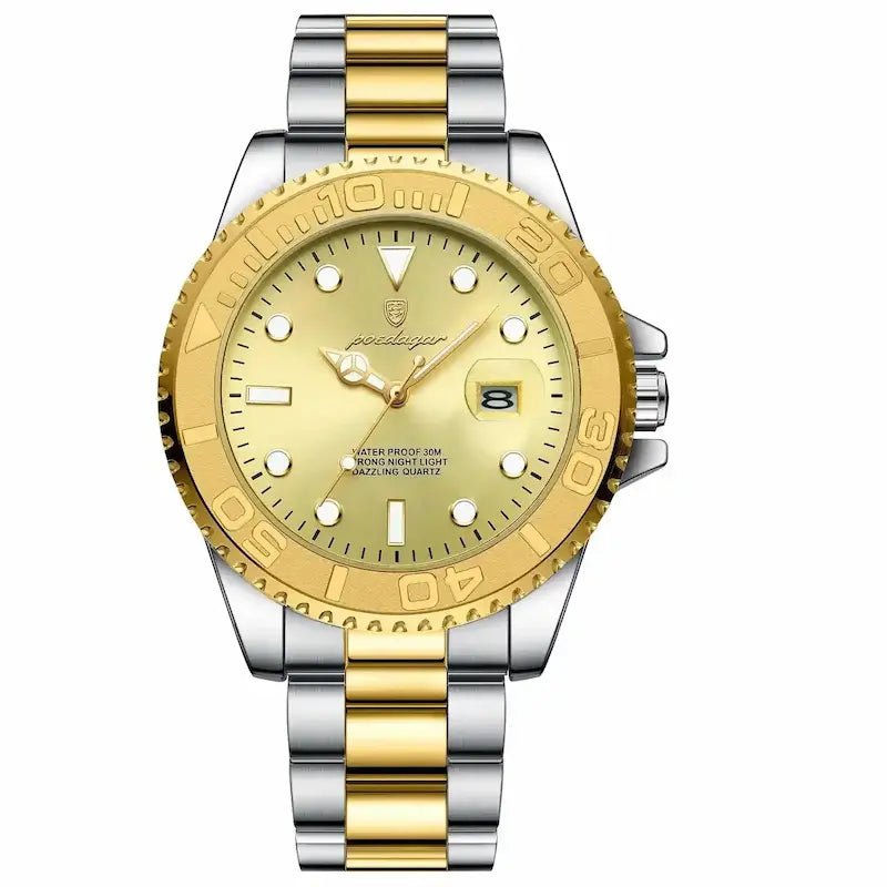 Elegancki zegarek męski kwarcowy złoty - calixus