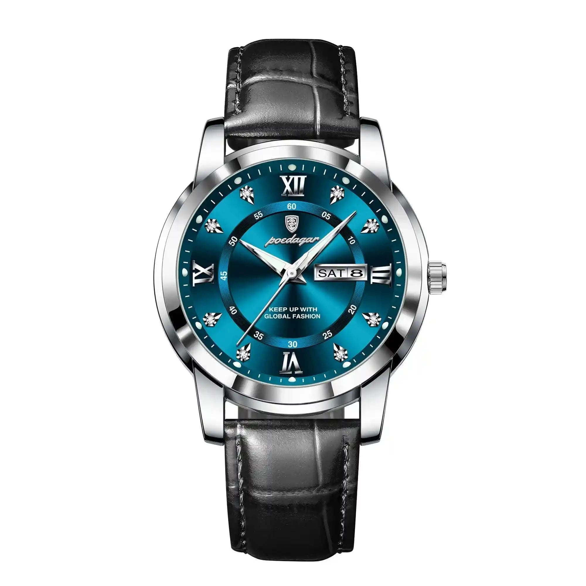 Męski elegancki zegarek z czarnym paskiem - calixus