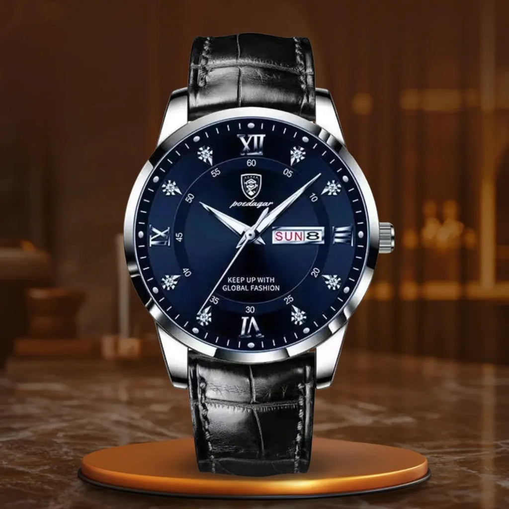 Męski zegarek z czarnym paskiem - calixus