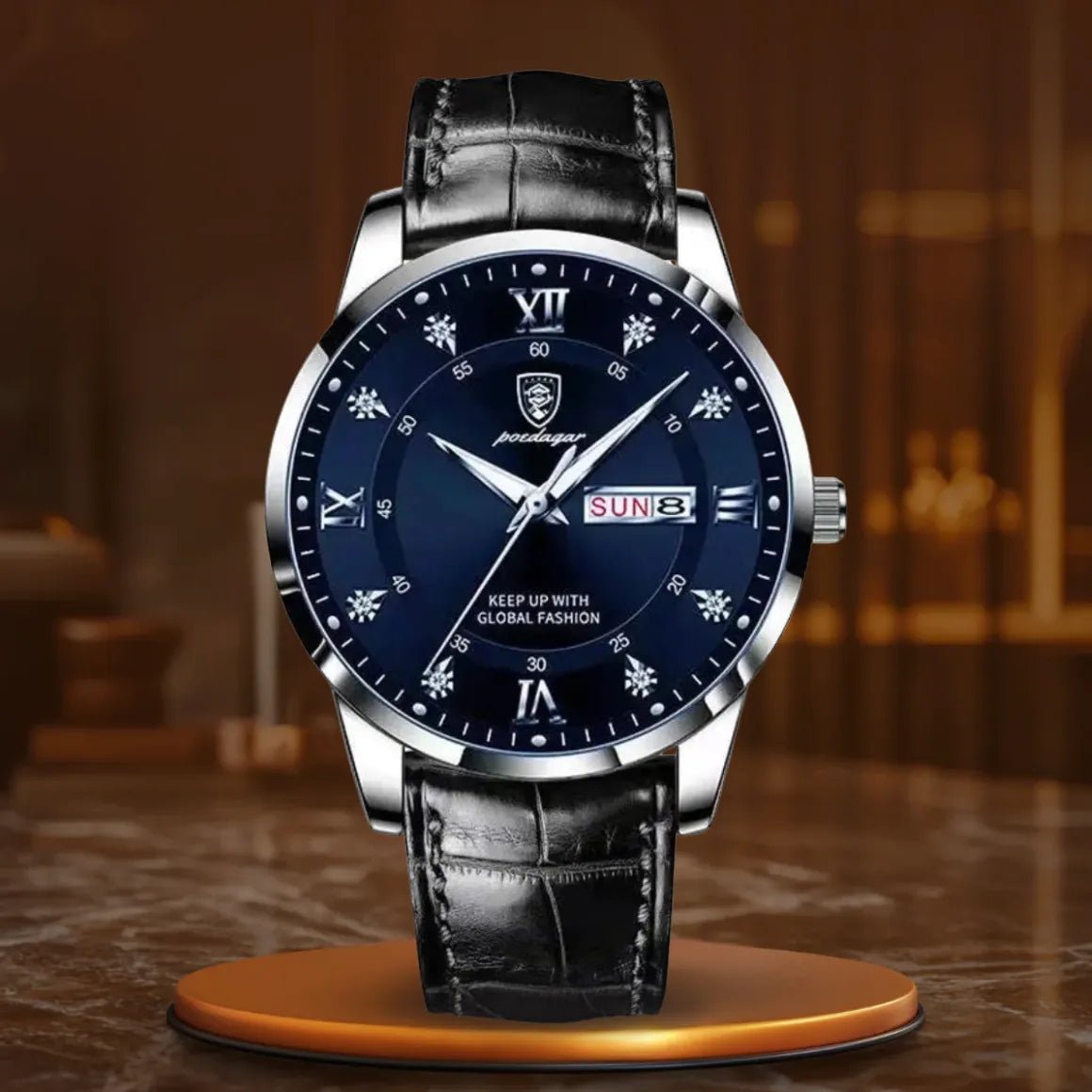 Męski zegarek z czarnym paskiem - calixus