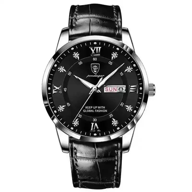 Męski zegarek z czarnym paskiem - calixus