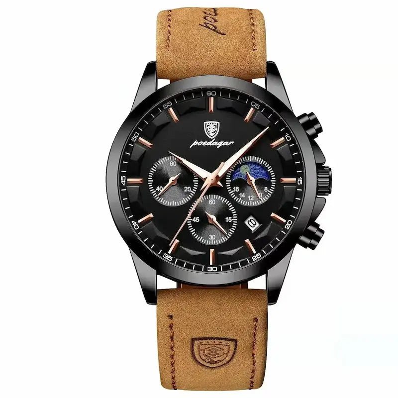 Męski zegarek ze skórzanym paskiem - calixus