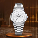 Wygodny męski zegarek ze srebrną bransoletą - calixus