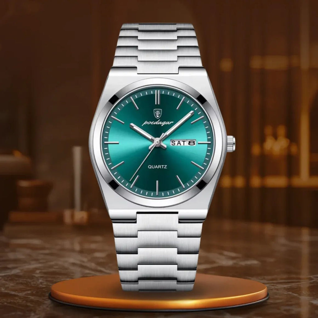 Wygodny zegarek męski srebrna bransoleta - calixus