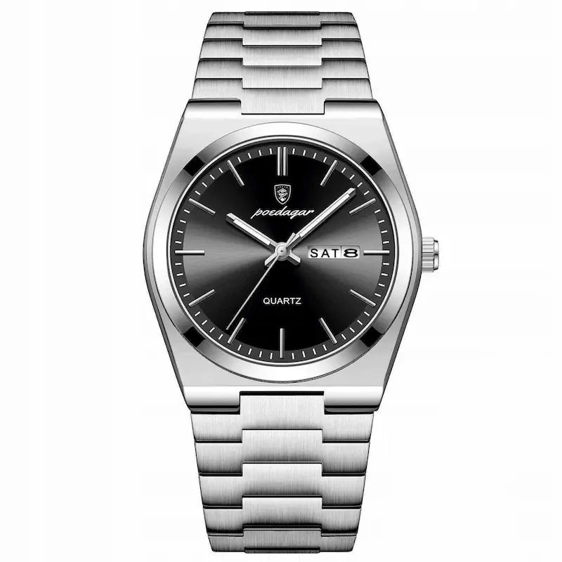 Wygodny zegarek męski srebrna bransoleta - calixus