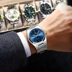 Wygodny zegarek męski srebrna bransoleta - calixus