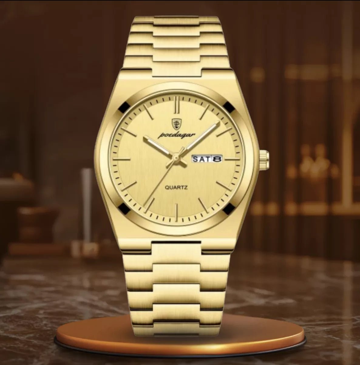 Wygodny zegarek męski złoty - calixus